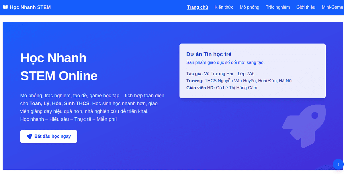 HocNhanhSTEM.com – Nền tảng mô phỏng học tập miễn phí